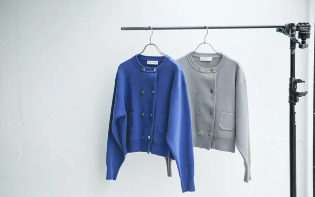 お客様の声で誕生！「quaranciel」のジャケット見えカーディガンに新色ブルーとグレーが登場