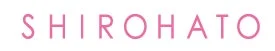 白い背景にピンク色の「SHIROHATO」という英字ロゴ