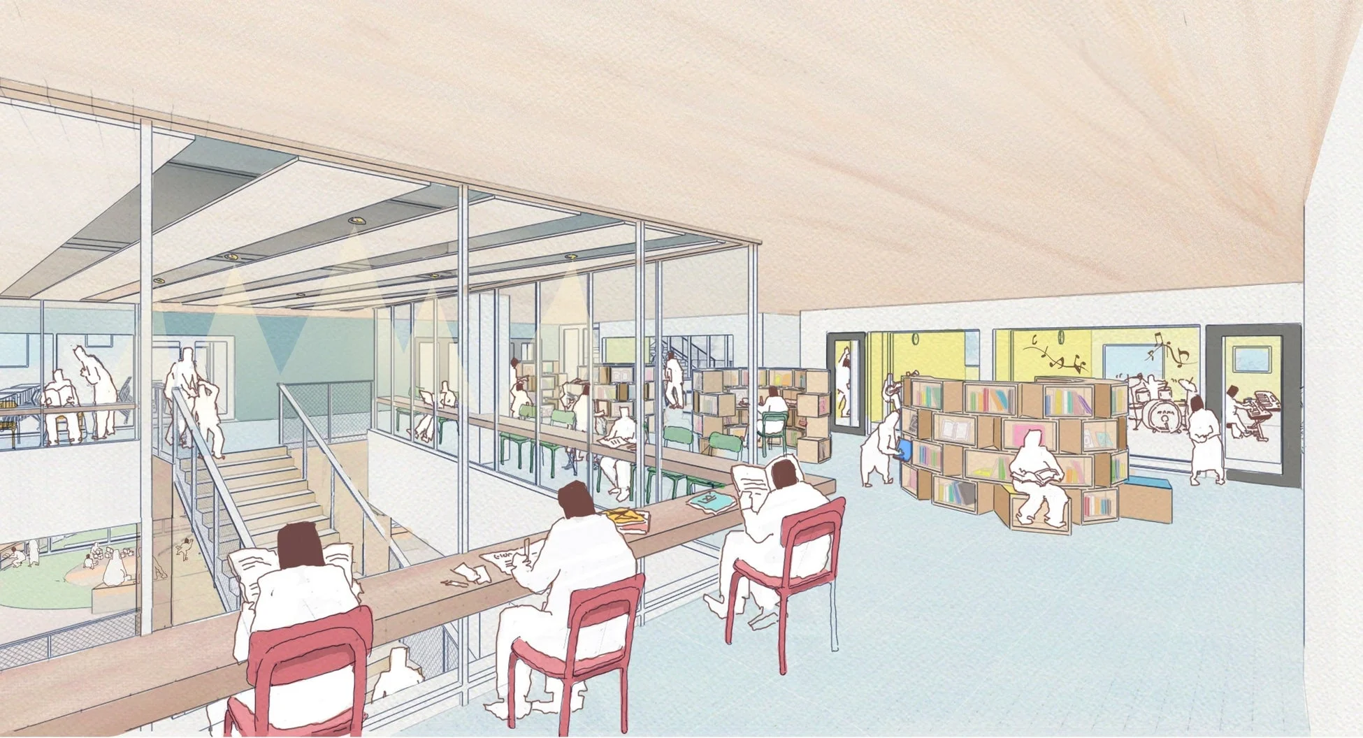 図書館・学習室イラスト