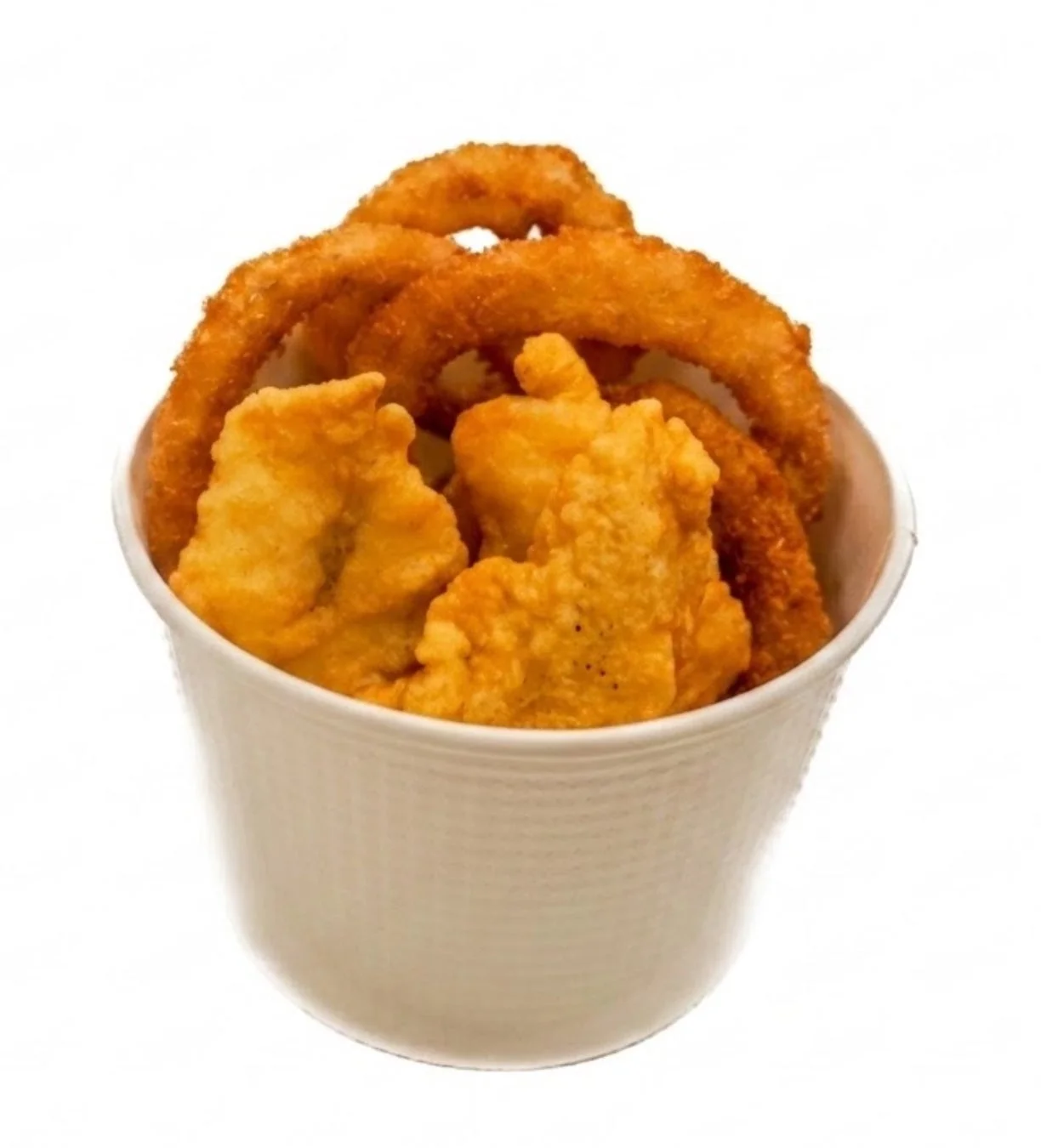 オニオンリングとチキンナゲットのような揚げ物