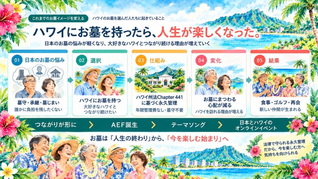 「ハワイにお墓を買ったら、人生が楽しくなった。」観光地が“帰る場所”に変わり、お墓から生まれたつながりが一曲の歌に